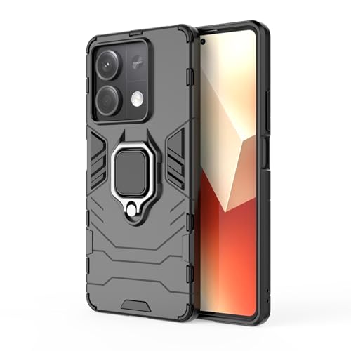 TEYYOS Hülle für Xiaomi Redmi Note 13 5G, Schutzhülle TPU/PC Handyhülle mit Ständer, Stoßfest Bumper Armor Case Hybrid Cover Schwarz von TEYYOS