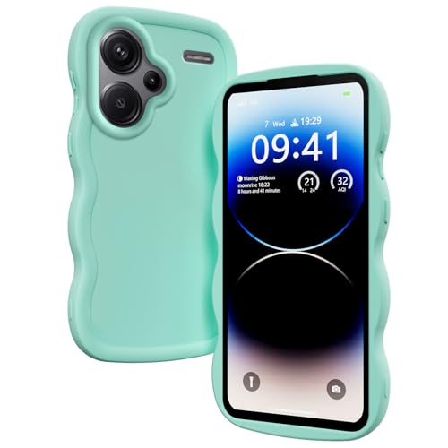 TEYYOS Hülle für Xiaomi Redmi Note 13 Pro Plus/Note 13 Pro+, Mode Weiche Flüssiges Silikon Handyhülle, Wellen Lockige Form Niedliche Weiche TPU Stoßfestes Handy Schutzhülle, Grün von TEYYOS