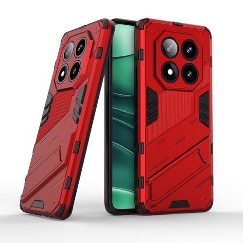 TEYYOS Hülle für Xiaomi Redmi Note 14 Pro 4G, Schutzhülle TPU/PC Handyhülle mit Stand, Stoßfest Bumper Armor Case Hybrid Cover - rot von TEYYOS