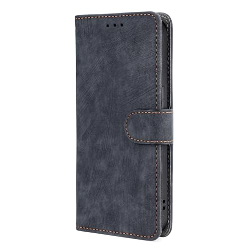 TEYYOS Klapp Handyhülle für Xiaomi Redmi Note 13 4G, RFID Funktion Handyhülle, PU Leder Hülle mit 3 Kartenfächer, Schutzhülle Case Tasche Magnetverschluss Flip Cover - Schwarz von TEYYOS