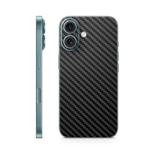 TF Skins Skins kompatibel mit iPhone 16, Skin Schutzfolie Back Only Schutz, super dünn und resistent. Folien Case/Hüll (Carbon Schwarz) von TF Skins