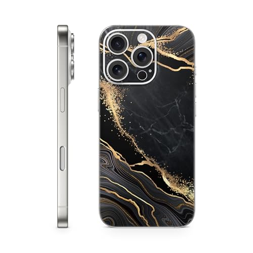 TF Skins Skins kompatibel mit iPhone 16 Pro, Skin Schutzfolie Back Only Schutz, super dünn und resistent. Folien Case/Hülle (Luxury Black) von TF Skins