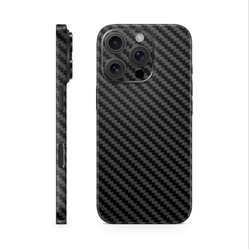 TF Skins Skins kompatibel mit iPhone 16 Pro Max, Skin Schutzfolie 360° Full Coverage Schutz, super dünn und resistent. Folien Case/Hülle (Carbon Schwarz) von TF Skins