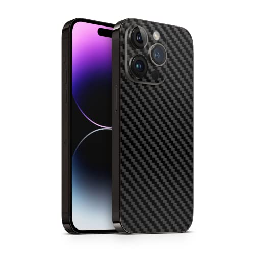 TF Skins passend für das iPhone 14 Pro Max Skin/Schutzfolie für die Rückseite in edler Optik inkl. Kameraschutz Schutz vor Kratzern (Carbon Black) von TF Skins