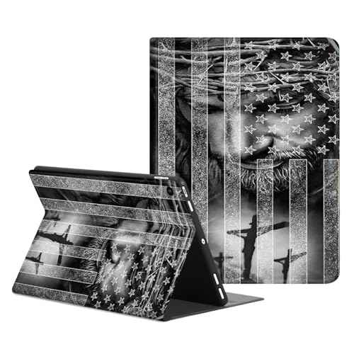 Schutzhülle für Apple iPad 9. / 8. / 7. Generation, 25,7 cm (10,2 Zoll), schmal, mit Ständer, Dunkelgrau, amerikanische Flagge Jesus, Dunkelgrau von TGABORFU