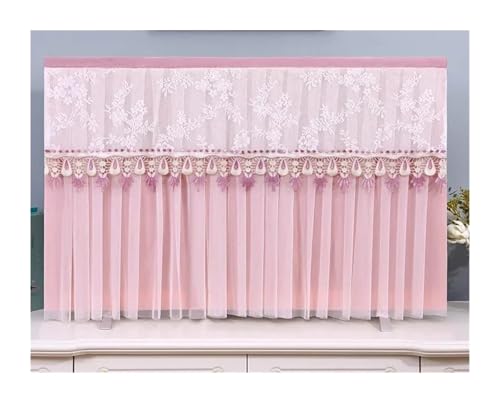 TV-Abdeckung für draußen, Mit Spitze Besticktes hängendes Fernsehgerät nimmt die TV-Abdeckung beim Einschalten Nicht ab Nicht abnehmbare TV-Abdeckung Staubschutz(Style03 Pink,130 x Height80cm) von TGDGFKIAS