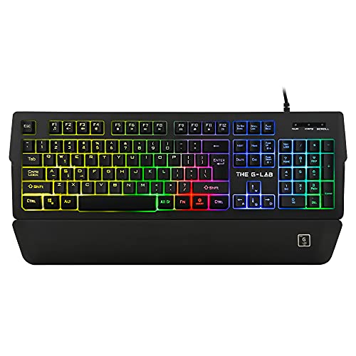 THE G-LAB Keyz Palladium Gaming-Tastatur QWERTY US/NL/PL Layout - Mehrfarbige RGB-LED-Gaming-Tastatur mit Hintergrundbeleuchtung, Magnetische Handballenauflage, Anti-Ghosting-Tasten – PC/PS4/Xbox One von THE G-LAB