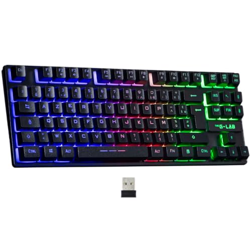 The G-Lab Keyz Caesium TKL WL Kabellose Gaming-Tastatur, kompakte Gamer-Tastatur ohne Nummerntastatur, spanisches Layout, RGB-Bluetooth-Tastatur, Lange Akkulaufzeit für PC/PS4/PS5 von THE G-LAB