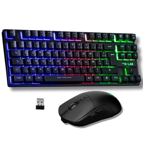 The G-Lab Oxygen EX Combo – Set kabellose Gaming-Tastatur und Maus mit RGB-LED, TKL-Format, spanisches Layout und kabellose Gaming-Maus, 3200 DPI – PC/PS4/PS5 von THE G-LAB