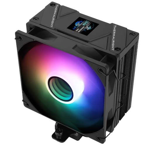 Thermalright Assassin Spirit 120 Vision ARGB Black CPU-Kühler,Computer-Kühlkörperkühler 4 Heatpipes,PC-Bildschirm CPU-Kühlung mit 1,54 Zoll,240x240 Auflösungsvermögen, für AM4/AM5 und LGA1700/1851 von THERMALRIGHT