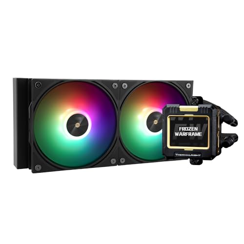 Thermalright FW 240 ARGB V2-240 mm AIO CPU-Flüssigkeitskühler, IPS-LCD-Bildschirm mit 320 x 240 Auflösung, für AM4/AM5 und Intel LGA1700, 6,1 cm Bildschirm für Bilder und doppelte Lüfter, schwarzer von THERMALRIGHT