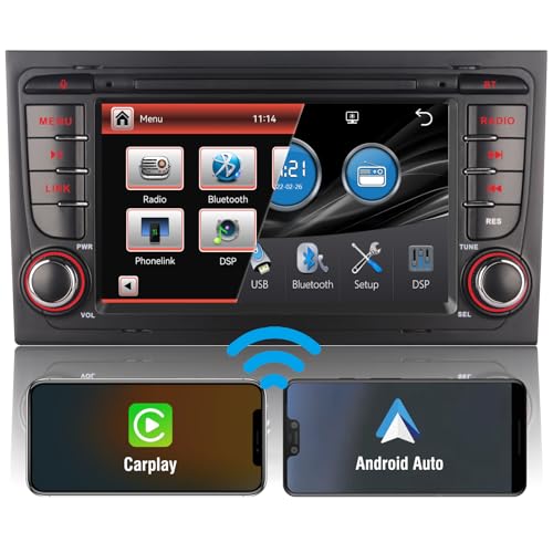 Autoradio Mit Bluetooth für Audi A4 B6 B7 S4 RS4 Sportback Radio Bildschirm Kompatibilität Original-Lenkradsteuerungen Android Auto Wireless Carplay Autoradio Carplay Navi DSP FM RDS Doppel din Radio von THIHPHOATLI