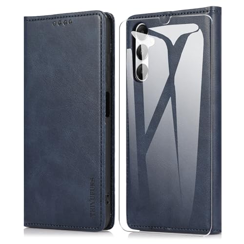 THIYUFUNS Handyhülle für Samsung Galaxy A05s 4G Hülle mit 1 Panzerglas, Schutzhülle für Samsung Galaxy A05s 4G Wallet Flip Standfunktion Klapphülle für Samsung Galaxy A05s 4G (6.7") - Blau von THIYUFUNS