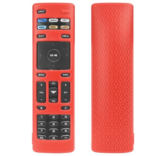 1PCS Fernbedienung Silikonhülle kompatibel für VIZIO Remotes XRT-136, Smart TV-Fernbedienung weiche rutschfeste Textur Hülse Gehäuse Shell Full Cover Halter (nur Gehäuse) (Rot) von THLMT