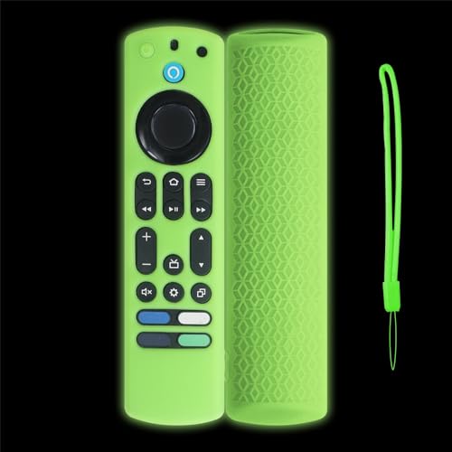 1PCS Hülle für die Fernbedienung Kompatibel für Fire TV 4K Stick Max, Smart TV-Fernbedienung weiche Silikonhülle Schalenhalterung mit Aufhängeseil (nur Gehäuse) (Fluoreszierendes Grün) von THLMT