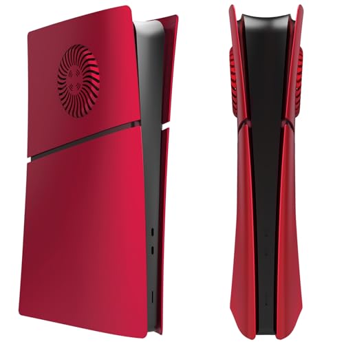 THLMT Konsolenabdeckung kompatibel für PS5 Slim Digital/Optical Drive Edition, ABS-Abdeckung Gehäuseschale Game Host belüftete Abdeckung Schutz für Gaming-Konsole (Digitale Version Rot) von THLMT