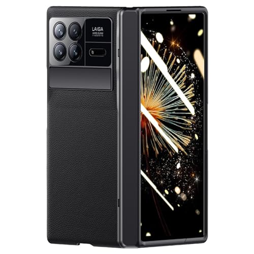 THikk Hülle für Xiaomi Mix Fold 3, Leder All-Inclusive Schutzhülle mit Scharnier-Verbinder, Ständer und Display Schutzfolie, Anti-Kratz Stoßfest 360 Grad Lederhülle,Black von THikk