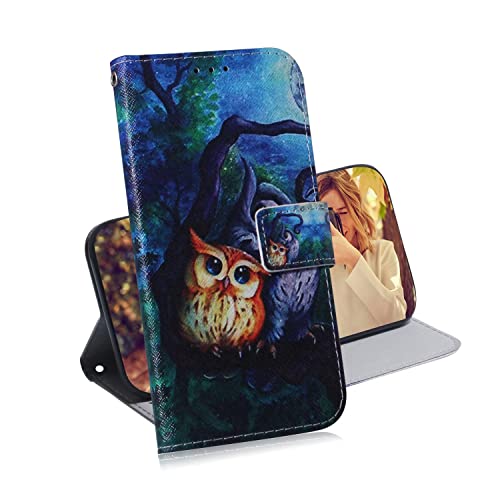 TIANCI Hülle für Samsung Galaxy A72 5G/4G, Tierbild Brieftasche Schutzhülle, Kartenschlitz Magnetknopf Stoßfeste Handyhülle für Samsung Galaxy A72 5G/4G Hülle PU Leder, Eule von TIANCI