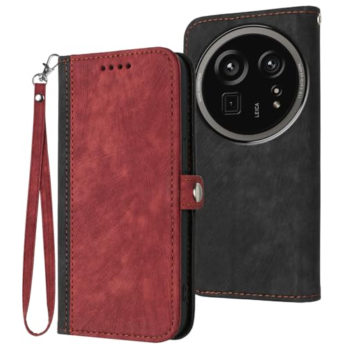 TIANYUE Handyhülle für Sharp Aquos R9 pro, Ledertasche Flip Wallet Schutzhülle mit [Kartenfach] [Seitliche Schnalle] [Stand], Vintage PU Leder Hülle für Sharp Aquos R9 pro-Rot von TIANYUE