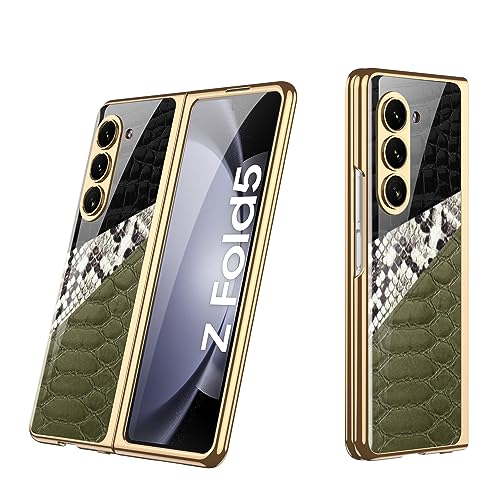 TIANYUE Hülle für Samsung Galaxy Z Fold5 5G Hülle, 9H Hartglas Hülle mit Displayschutzfolie, Ultra Slim Faltbare Schutzhülle für Samsung Z Fold 5 5G von TIANYUE