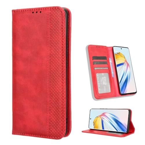 TIANYUE Ledertasche für Oukitel Blu 11S Hülle Klappbar, Flip Wallet Hülle mit Kreditkarten Standfunktion, Vintage PU Leder Hülle für Oukitel Blu 11S-Rot von TIANYUE