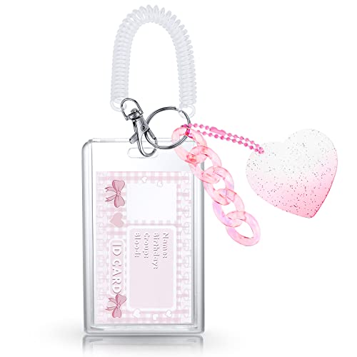 TIESOME Badge Holder ID Badge Card Holder mit Spirale Handgelenk Spule Fotokartenhalter Schlüsselanhänger einziehbare Heavy Duty Clear ID Card Holder Protector für Schule Büro (vertikal, 2.87x3.89") von TIESOME