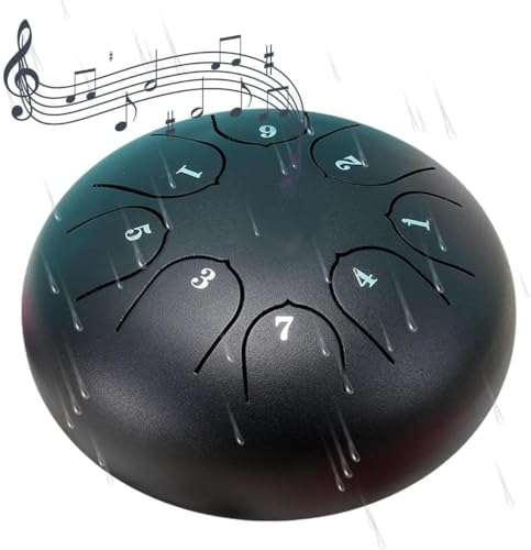 Regentrommel For Den Garten, 6 Zoll, Handpan-Trommel, Schlaginstrument For Musikalische Bildung, Konzert, Geistheilung, Yoga, Meditation(Black) von TINBOSE