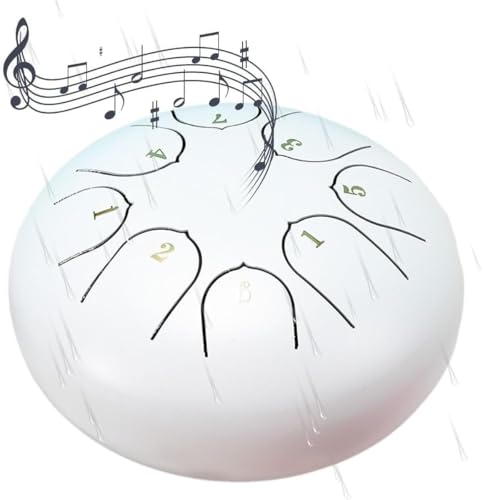 Regentrommel For Den Garten, 6 Zoll, Handpan-Trommel, Schlaginstrument For Musikalische Bildung, Konzert, Geistheilung, Yoga, Meditation(White) von TINBOSE