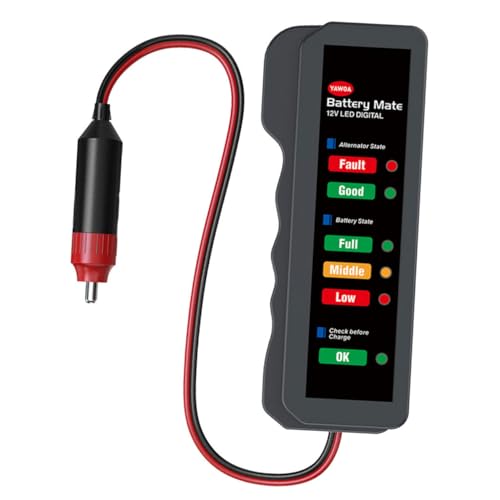 TINEASUR Batteriemesser Batterietester Für Auto Batteriekapazitätsprüfer Für Autos Batteriedetektor Stromgenerator Auto Diagnose Batteriewächter Auto Batterie Monitor Autogenerator Rot von TINEASUR