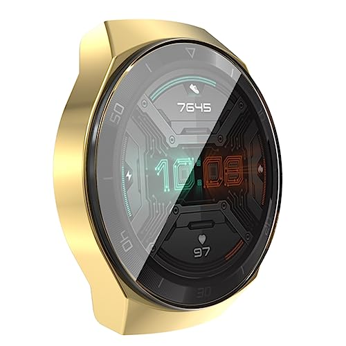 TINEASUR Schützende Uhrenabdeckung Vollbildfall Schutzabdeckung Filigranes Uhrengehäuse Beste Smartwatch-hülle Smartwatch-zubehör Bildschirmfilm Smartwatch-schutzhülle Gt2 Gt-Fall Golden von TINEASUR