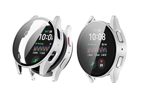 TINGYR 2 Stück Hülle Kompatibel mit Samsung Galaxy Watch 7 44mm, PC + Gehärtetes Glas zum Schutz des Bildschirms, Anti-Drop, Schutzhülle Kompatibel mit Samsung Galaxy Watch 7 44mm. von TINGYR