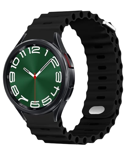 TINICR Ersatzarmband Kompatibel mit Samsung Galaxy Watch 6/Watch 5/Watch 4 Armband 44mm 40mm, Weiches Silikon Sport Armbänder für Galaxy Watch 5 Pro 45mm/Watch 4/6 Classic 47mm 46mm 43mm 42mm, Schwarz von TINICR