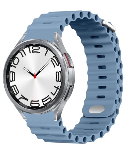 TINICR Ersatzarmband Kompatibel mit Samsung Galaxy Watch 6/Watch 5/Watch 4 Armband 44mm 40mm, Weiches Silikon Sport Armbänder für Galaxy Watch 5 Pro 45mm/Watch 4/6 Classic 47mm 46mm 43mm 42mm, Blau von TINICR