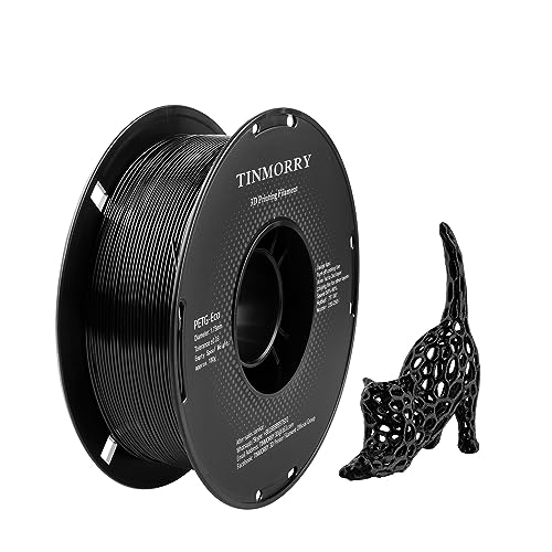 10 Rollen PETG-Eco Filament 1.75mm, TINMORRY PETG-Eco 3D-Druck Filament für FDM 3D-Drucker, 10 KG, Schwarz von TINMORRY