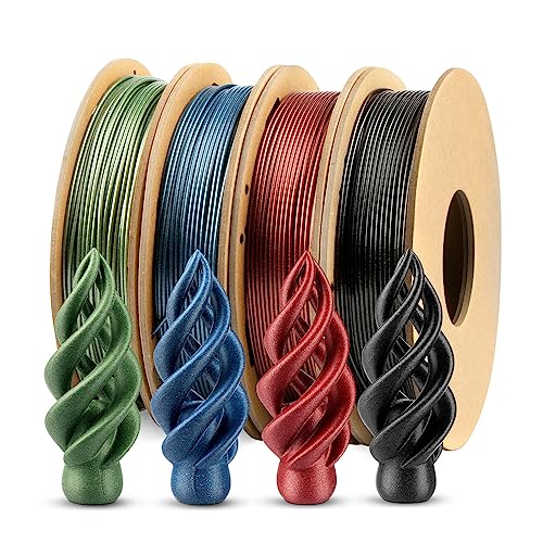 Funkelndes PETG Filament 1,75 mm, TINMORRY Filament PETG 3D Druckmaterialien, Kompatibel mit Bambu FDM 3D-Drucker, 1 KG 1 Spule, Combipack 250g x 4 Spulen, Schwarz+Rot+Grün+Blau von TINMORRY