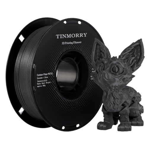 Kohlefaser PETG Filament 1.75mm, TINMORRY PETG-CF 3D-Druckmaterialien, Kompatibel mit Creality K1C, QIDI MAX3, FLASHFORGE Adventurer 5M, Prusa MK4, Bambu LAB FDM 3D Drucker, 1 KG 1 Spule, Dunkelgrau von TINMORRY