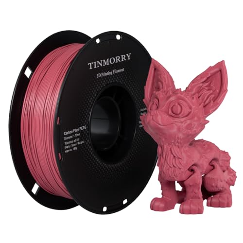 Kohlefaser PETG Filament 1.75mm, TINMORRY PETG-CF 3D-Druckmaterialien, Kompatibel mit Creality K1C, QIDI MAX3, FLASHFORGE Adventurer 5M, Prusa MK4, Bambu LAB FDM 3D Drucker, 1 KG 1 Spule, Rosa von TINMORRY