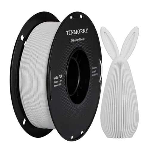 TINMORRY Matt PLA Filament 1,75 mm, Glanzfreie Farbe, Matt Textur, 1 kg Spule (2,2 lbs), Hohe Kompatibilität mit Bambu Lab FDM 3D Drucker, Matt weiß von TINMORRY