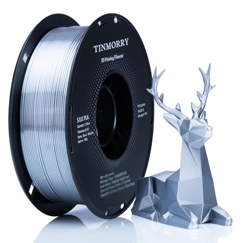 Silk PLA Filament 1.75mm 1kg, TINMORRY Tangle-free Filament PLA 3D Printing Materials for 3D Printer, 1 Spool, Silk Silver von TINMORRY