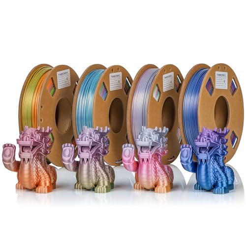 Silk Rainbow PLA Filament 1.75mm Combipack, TINMORRY 3D Drucker Filament Bundle, 250g x 4 Spulen von TINMORRY