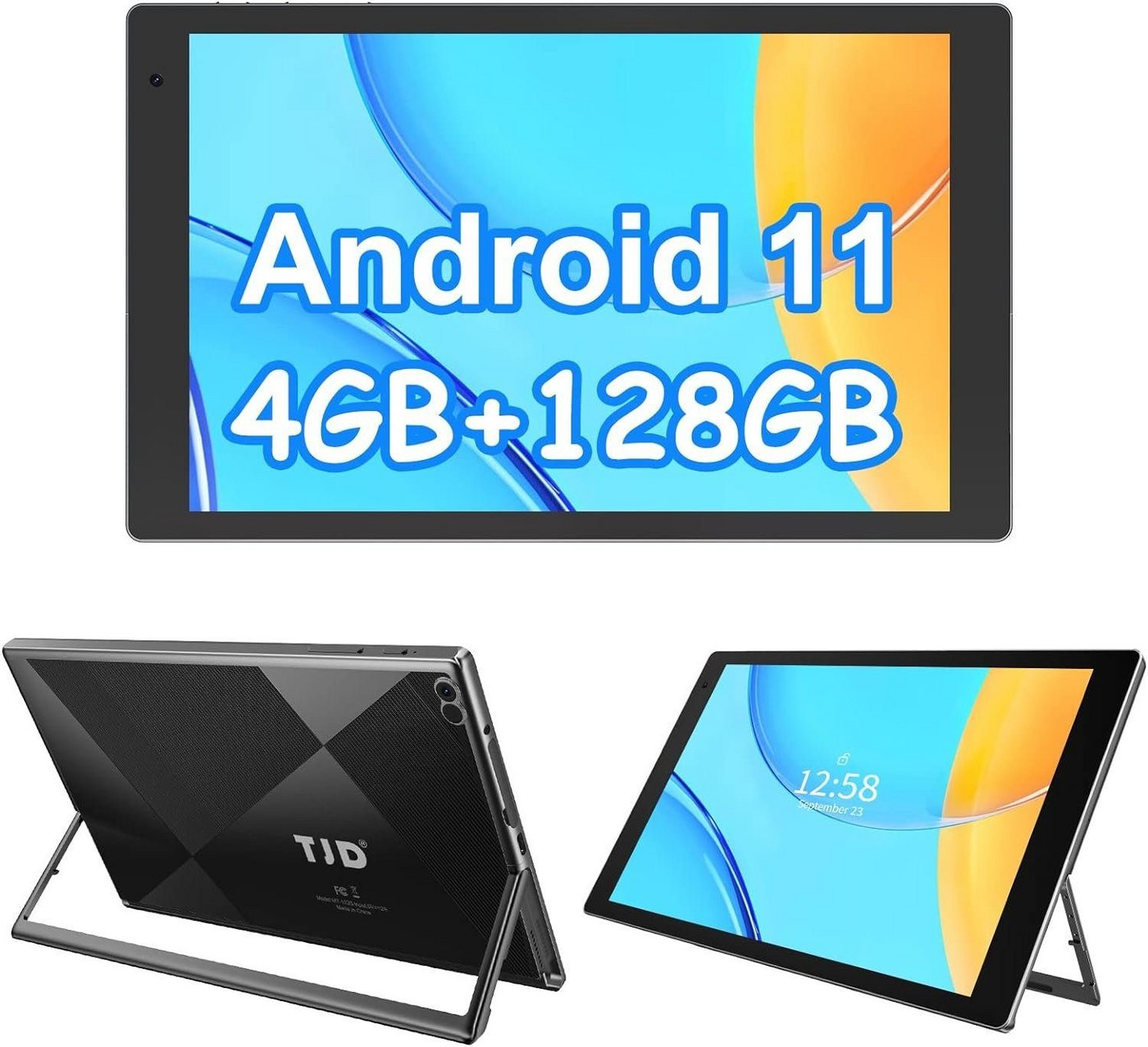 TJD Tablet (10,1", 128 GB, Android 11, Tablets mit Halterung, 4GB RAM, FHD IPS, 8MP+2MP Kamera Wi-Fi, 6000mAh) von TJD