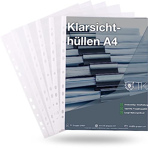 officegurus® 1000x Premium Prospekthüllen Hefthülle Buchumschlag transparent DIN A4 - Klarsichthüllen mit Lochung - Folienhüllen zum Abheften - Prospekthülle Folie & Hüllen von TK Gruppe Timo Klingler