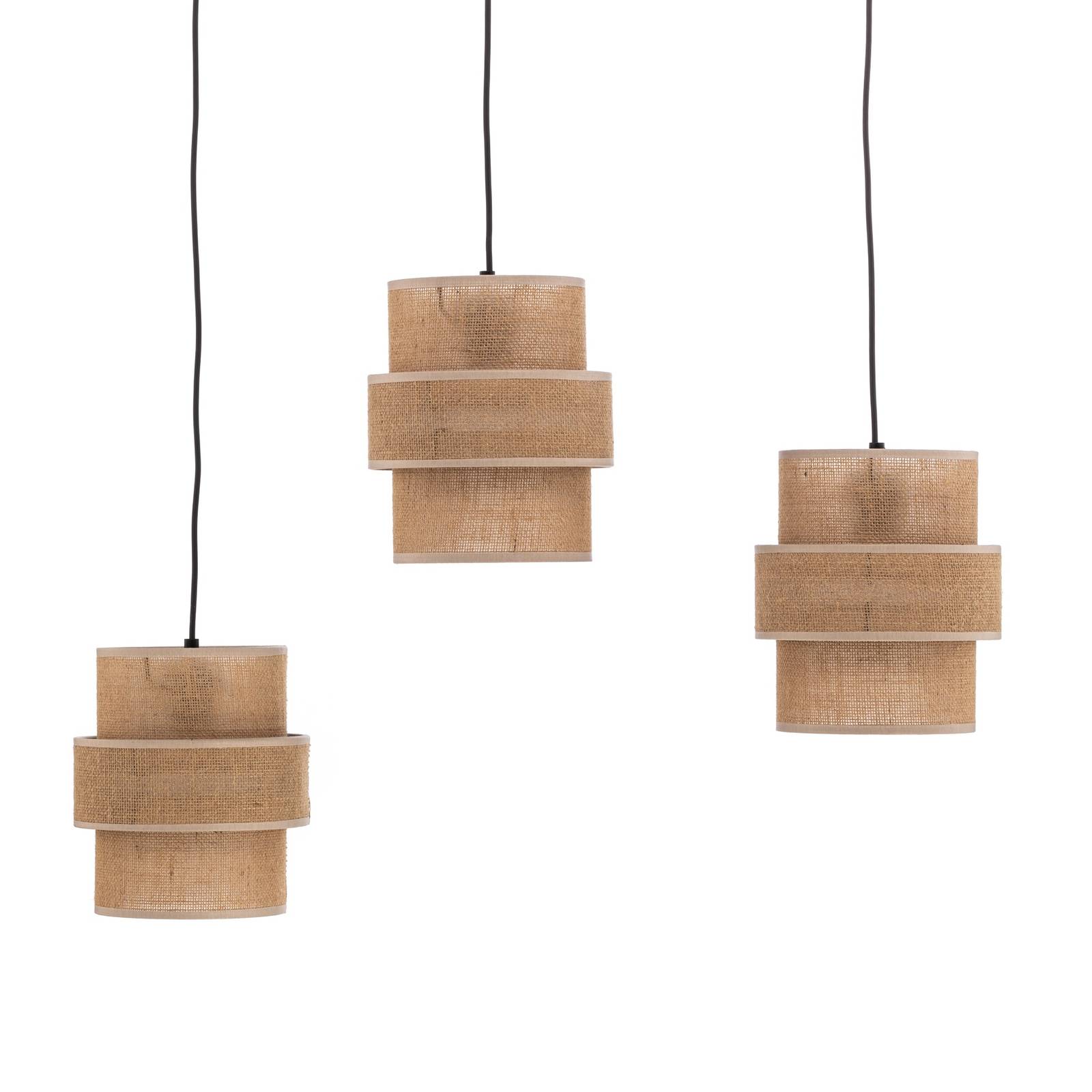 Hängeleuchte Calisto, Jute, naturbraun, 3-flammig, dezentral von TK Lighting