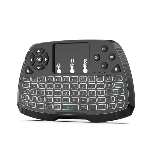 Wireless Mini Tastatur mit Touchpad - 2,4 GHz Maus Tastatur Combo Fernbedienung - LED Rückbeleuchtung bunt - USB wiederaufladbar - für Android TV Box PC Laptop von TKMARS