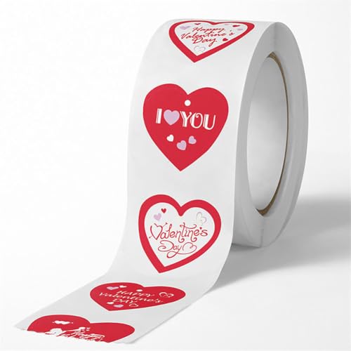 10 Roll (5000 Stück) Herz Aufkleber Geschenkaufkleber Herz Sticker für Valentinstag Rund Selbstklebende Etiketten Heart Sticker Liebe Hochzeit Aufkleber für Hochzeiten, Scrapbooking, Geschenke (A) von TKSJROL