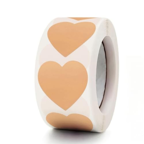 6 Roll (3000 Stück) Herz Aufkleber Heart Sticker Geschenkaufkleber Liebe Hochzeit Aufkleber Herz Sticker für Valentinstag Rund Selbstklebende Etiketten für Hochzeiten, Scrapbooking, Geschenke (M) von TKSJROL