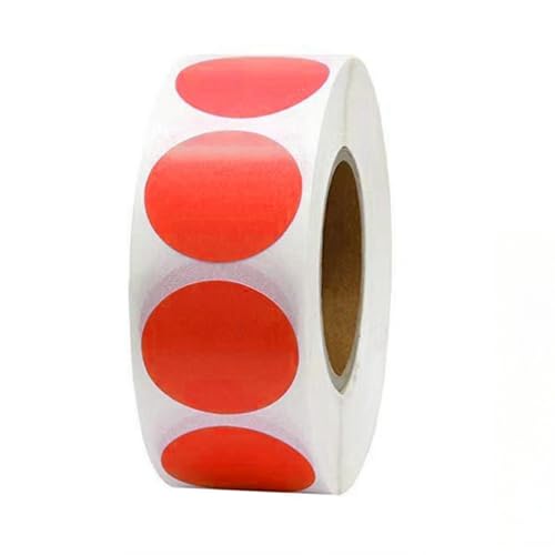 7 Roll (3500 Stück) Runde Kleine Sticker Selbstklebende Paket Kreis Label Dots Gastgeschenke Handgemachte Label Weihnachten Sticker Deko Geschenksticker Aufkleber auf Rolle für Umschläge, Boxen (Rot) von TKSJROL