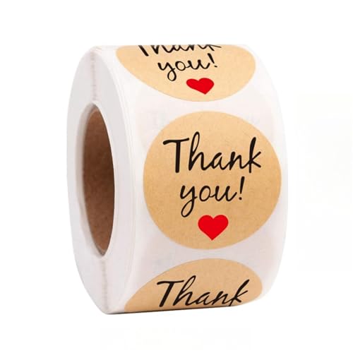 8 Roll (4000 Stück) Kraftpapier Danke Aufkleber Dankeschön Sticker Etiketten Rund Selbstklebend Vintag Geschenkaufkleber Label Sufkleber Thank You Stickers für Geburtstag, Hochzeit, Briefumschlag (C) von TKSJROL