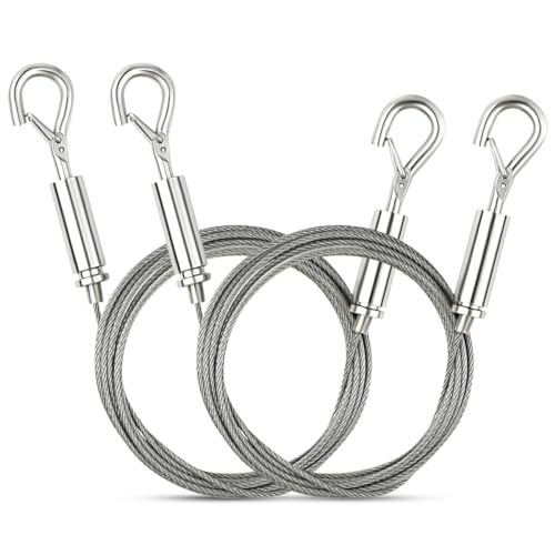 2 Stück verstellbares Bilder-Aufhängedraht-Set, Edelstahl, robuster Draht zum Aufhängen von Spiegeldrahtseil, Hängeseil mit Haken, Bilderrahmen-Aufhängeset zum Aufhängen von Kunstrahmen, Lichtlampe (2 2 Stück verstellbares Bilder-Aufhängedraht-Set, Edelstahl, robuster Draht zum Aufhängen von Spiegeldrahtseil, Hängeseil mit Haken, Bilderrahmen-Aufhängeset zum Aufhängen von Kunstrahmen, Lichtlampe (2 von TKYPZY