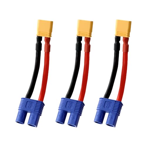 TMH 3 Stück XT30 Stecker auf Buchse EC3 Steckeradapter mit 50 mm - 16 AWG Silikondraht für RC LiPO Akku FPV Drohne ESC von TMH